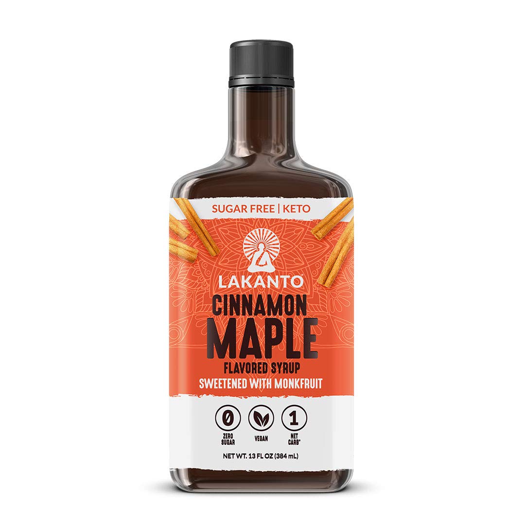 Lakanto Sugar Free Cinnamon Maple Syrup - Monk Fruit Sweetener, Keto Diet Friendly, Vegan, 1G Net Carbs, Pancakes, Waffles, Oatm
