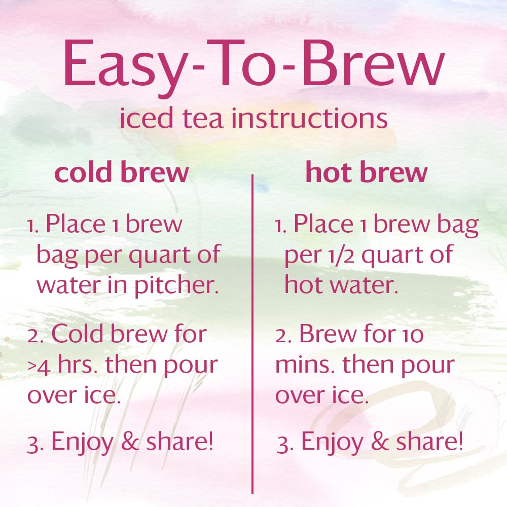 Grace Farms Organic Hibiscus Orange Iced Tea - 12 Brew Bags, 3 Gallons, Naturally Sweet, Sugar-Free, Refreshing Beverage