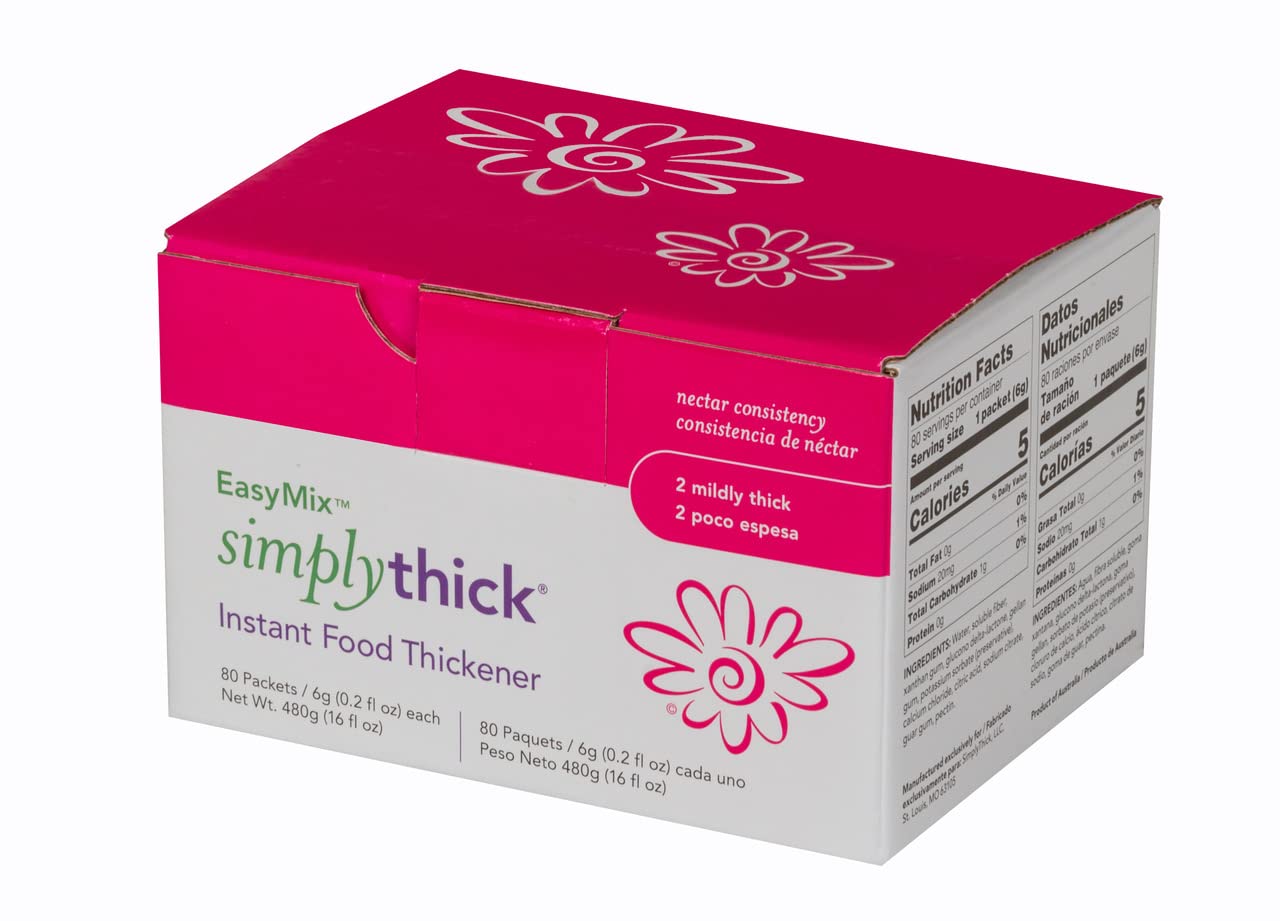 SimplyThick EasyMix | 80 Count of 6g Individual Packets | Gel Thickener for those with Dysphagia & Swallowing Disorders | Create