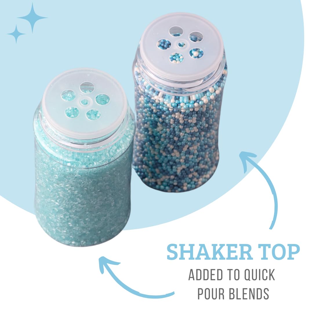 Sweets Indeed Winter Sprinkle 4-Pack - 10.90 oz | Blue Sugar Crystals Shimmer Snowflakes Winter Jimmies & Nonpareils | Frozen-Inspired Christmas & Holiday Baking Decorations