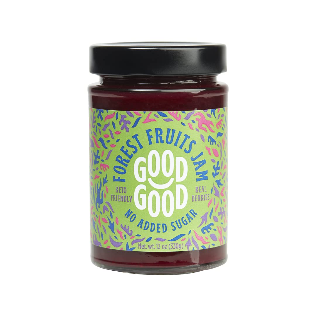 GOOD GOOD No Added Sugar Forest Fruit Jam - Keto Friendly Jelly - Low Carb, Low-Calorie and Vegan - Diabetic Friendly - 12oz / 3