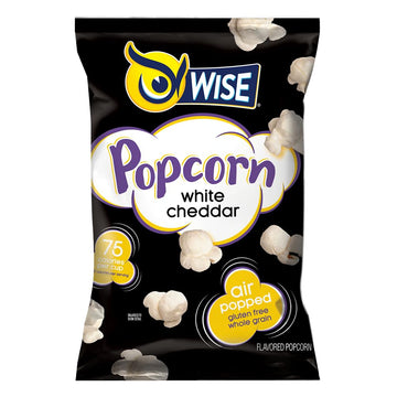 Wise Snacks White Cheddar Popcorn, 0.625 Ounce, Air Popped Individual Snack Size Bags Healthy Popcorn Snacks, School and Hallowe