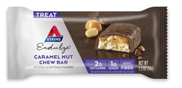 Atkins Endulge Caramel Nut Chew Bar, Dessert Favorite, 1G Sugar, Good Source Of Fiber, Low Sugar, 10 Count