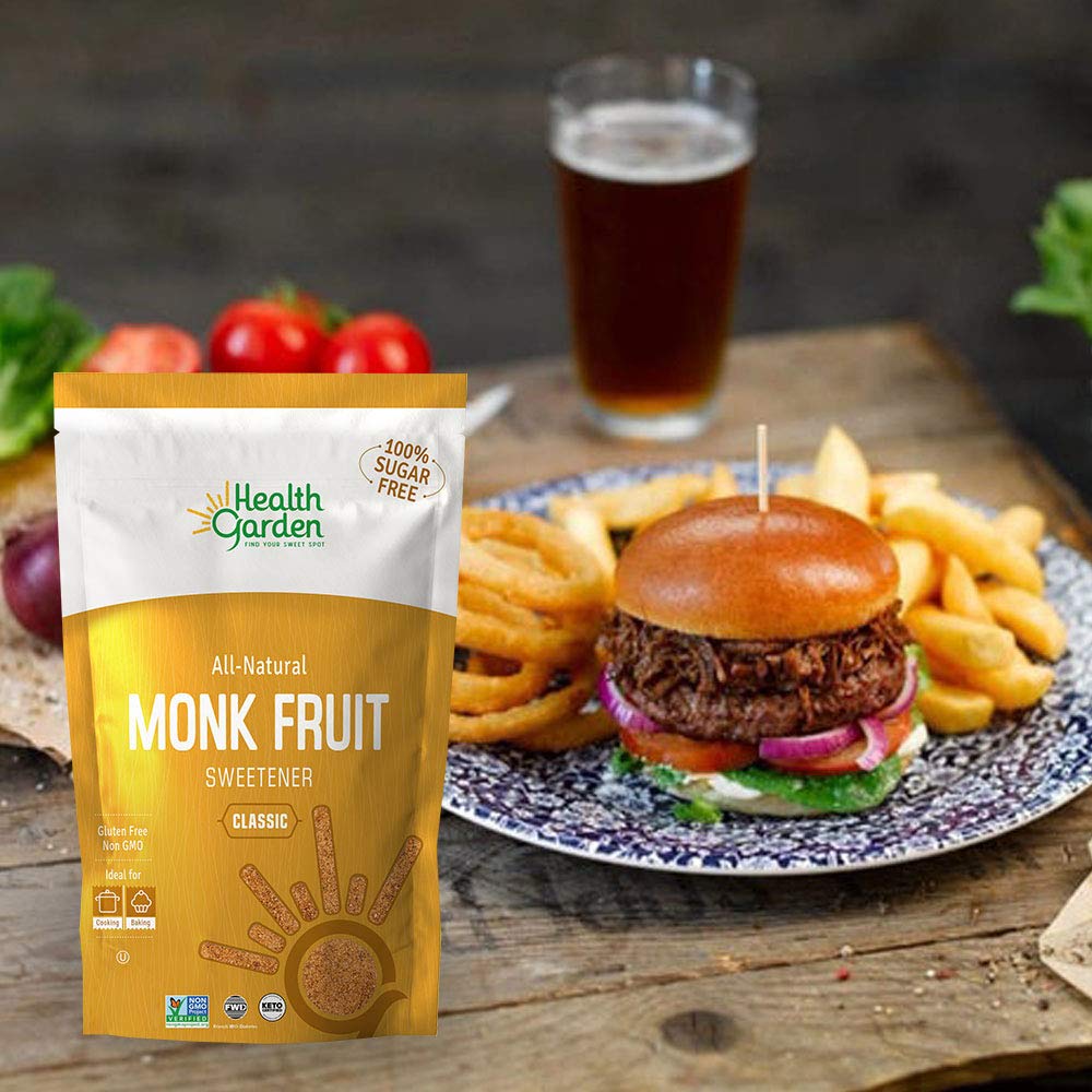 Health Garden Monk Fruit Sweetener, Classic - Non GMO - Gluten Free - Sugar Substitute - Kosher - Keto Friendly (1 lb)