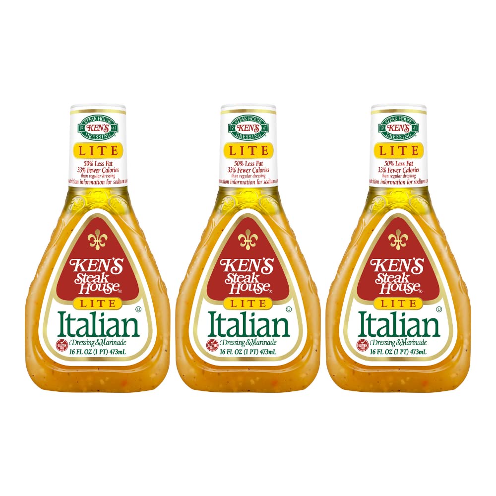 Kens Steak House Lite Italian Dressing & Marinade, 16 Fl Oz, Pack of 3