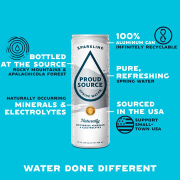 Proud Source Sparkling Spring Water, Natural Minerals, BPA-Free, 12 oz Cans, 24 Pack