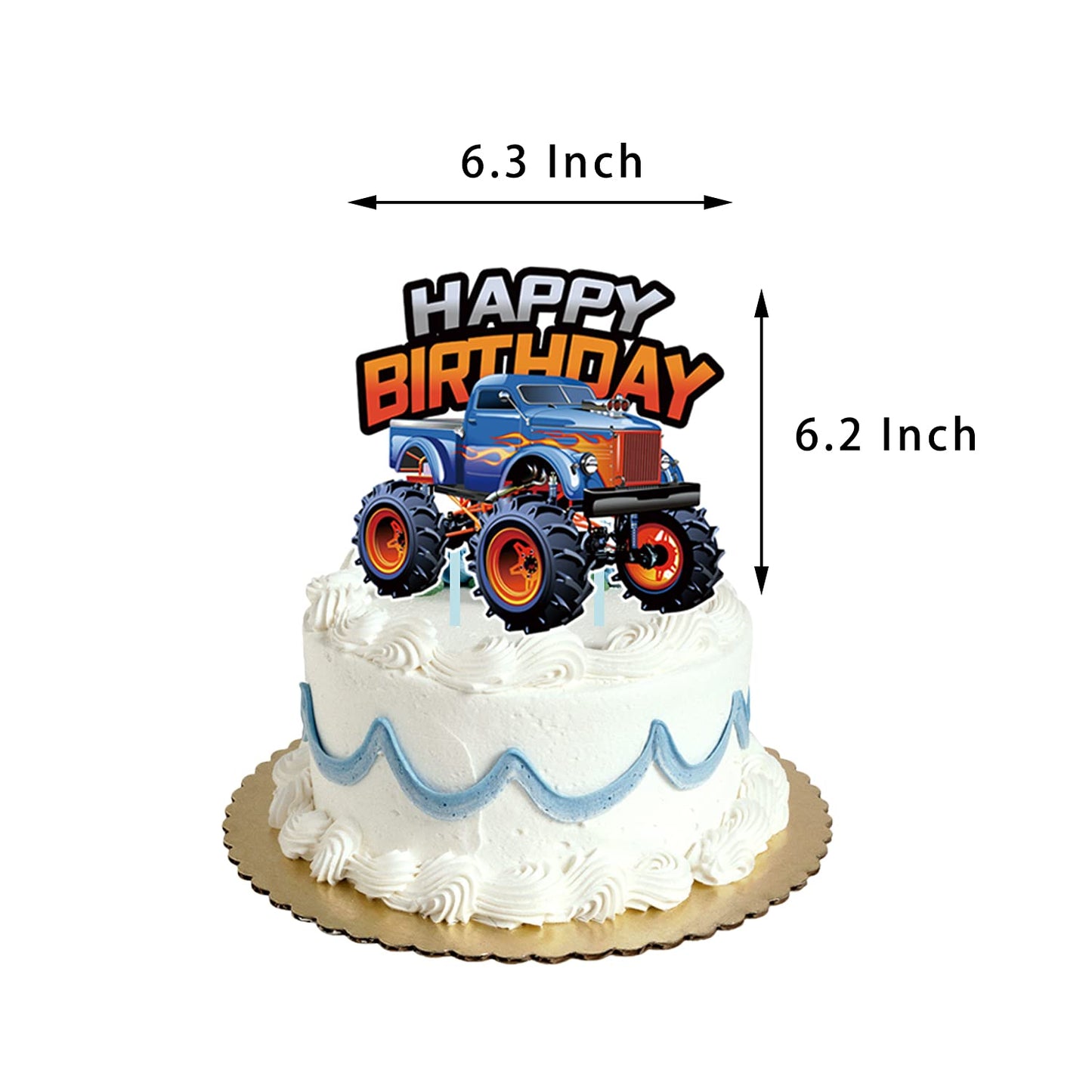 ALY Monster Truck Cupcake Topper Favors, Cardboard, Kids Birthday Party Decorations, Model HYC-CAKE-01