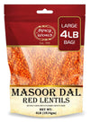 Spicy World Masoor Dal 4 Pound Bag - Split Red Lentils Dry - All Natural, Pure, Vegan - Resealable Bag