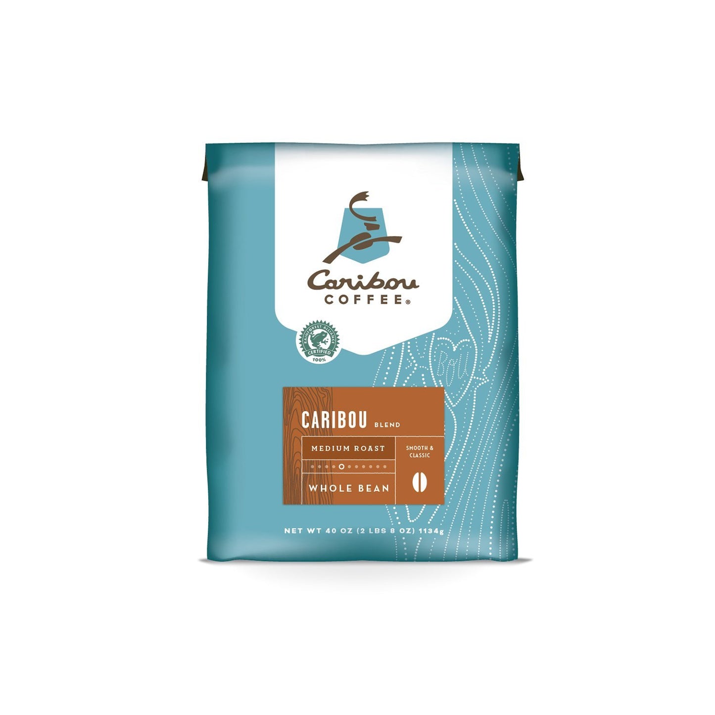 Caribou Coffee, Caribou Blend, Whole Bean, Value Pack 40 Oz. Bag, Smooth & Balanced Medium Roast Coffee Blend From The Americas & Indonesia, With A Syrupy Body & Clean Finish; Sustainable Sourcing.