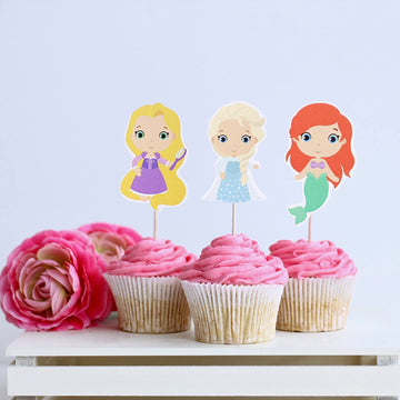 Confetti! Princess Cupcake Toppers Birthday Cake Decorations Party Supplies Decor, 20 Counts