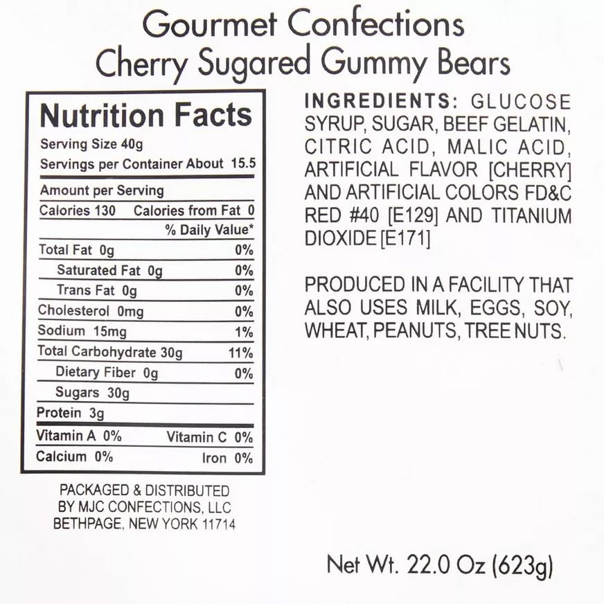 The Hampton Popcorn Company Red Gummy Bears, Cherry Flavored, 1.3 Pound Resealable Bag
