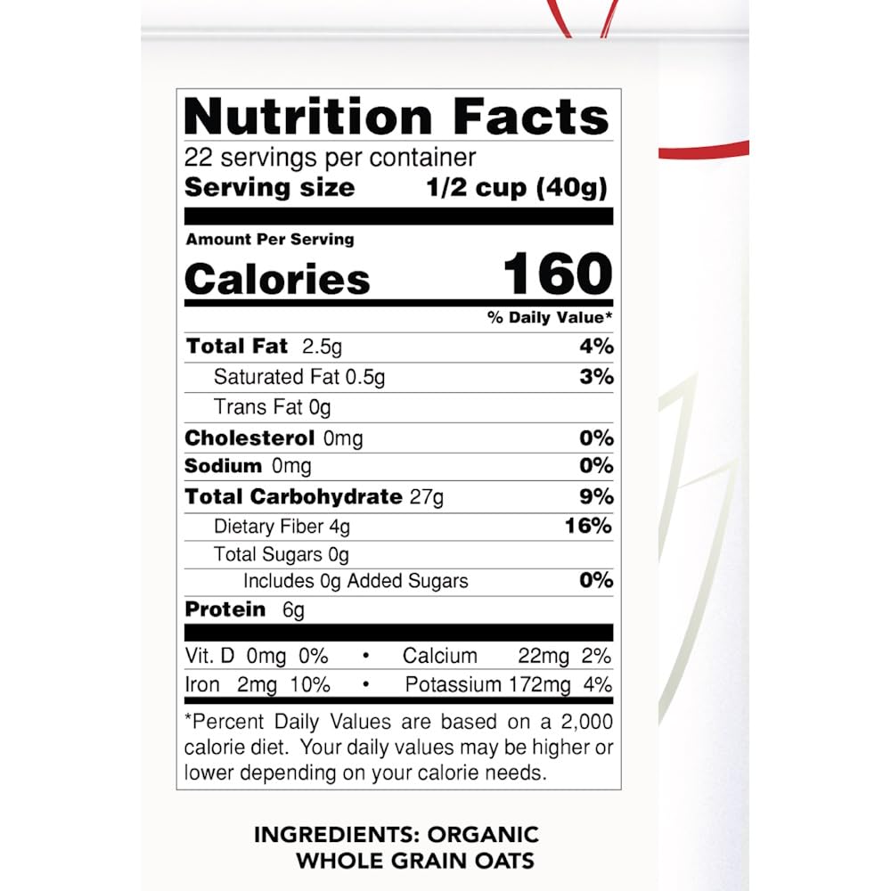 Gf Harvest Gluten Free Organic Rolled Oats, 32 Ounce Bag, Oat