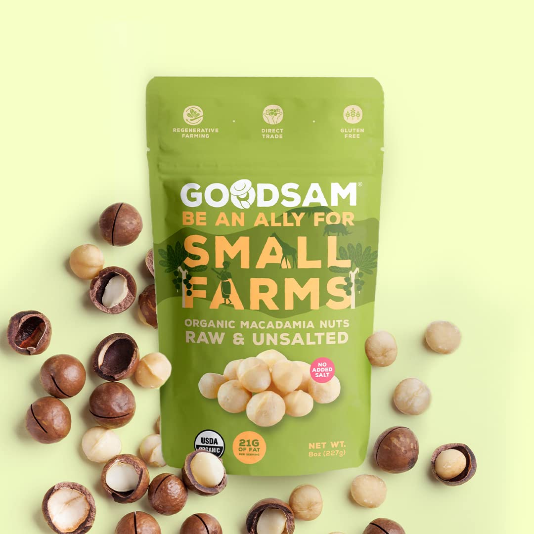 Goodsam Organic Raw Macadamia Nuts 0.5 Lb, Unsalted, Gluten Free, Non Gmo, Vegan, Keto, Regenerative Farming, Direct Trade