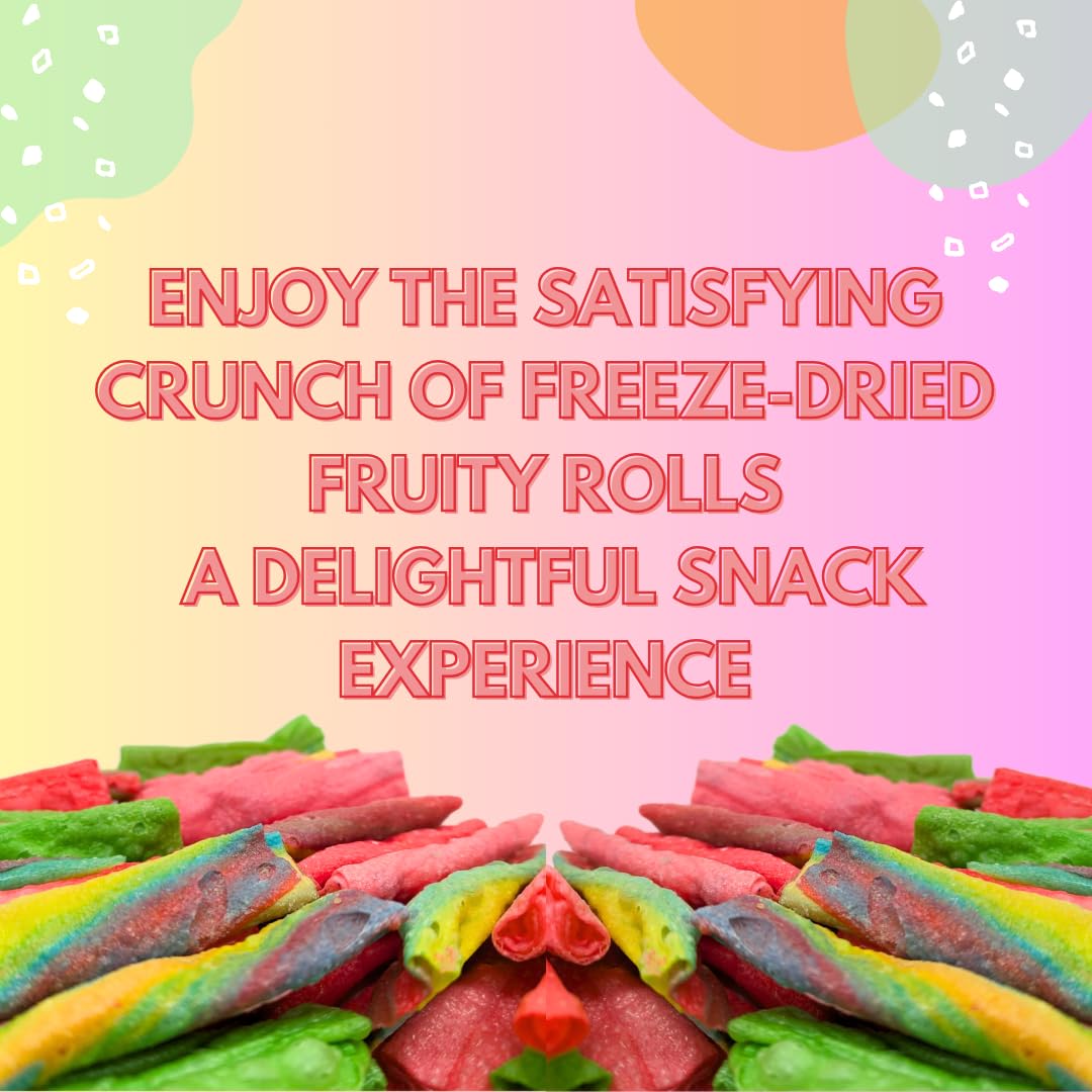 G-BOX Freeze Dried Fruity Crunch Rolls Candy, Medium Size, Air-tight Sealed Deli Container, TikTok Trend, Crunchy Strawberry Flavor