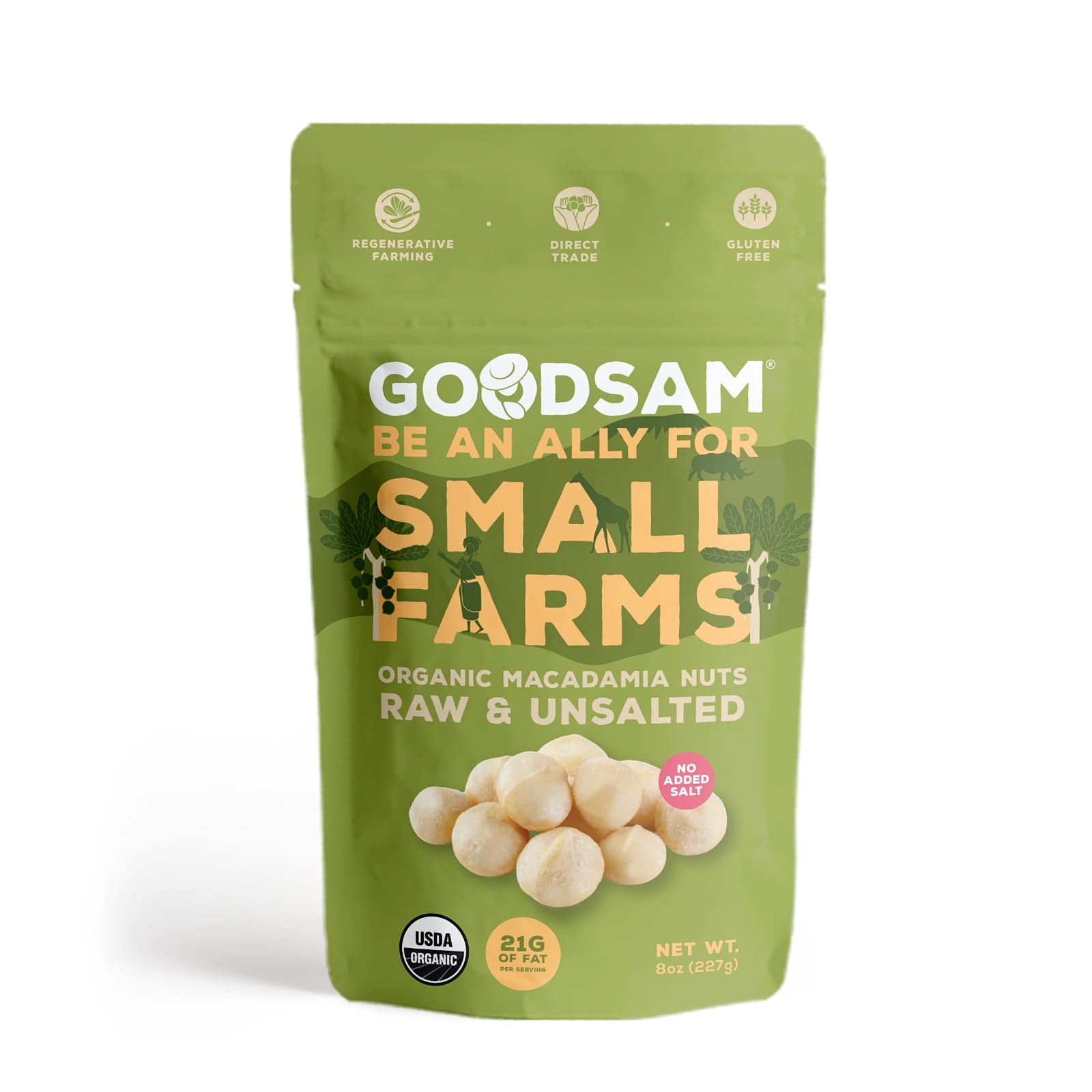 Goodsam Organic Raw Macadamia Nuts 0.5 Lb, Unsalted, Gluten Free, Non Gmo, Vegan, Keto, Regenerative Farming, Direct Trade
