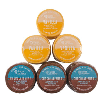 Ra  Ces Del Huerto. Amaranth Wafers Thins-Obleas - Low Calorie Snack. (Yellow (Vanilla And Chocomint), 6 Pack)