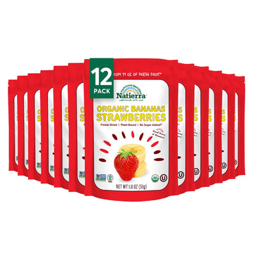 Natierra Nature'S All Foods Organic Freeze-Dried Bananas + Strawberries, Usda Certified Organic, Vegan, Non-Gmo, 1.8 Ounce (Pack Of 12)
