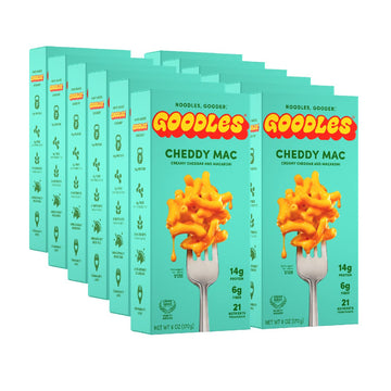 Goodles Cheddy Mac & Cheese 12 Pack, 6Oz - 14G Protein, 6G Fiber With Prebiotics, 21 Nutrients And Made W/Real Cheese! | Clean L