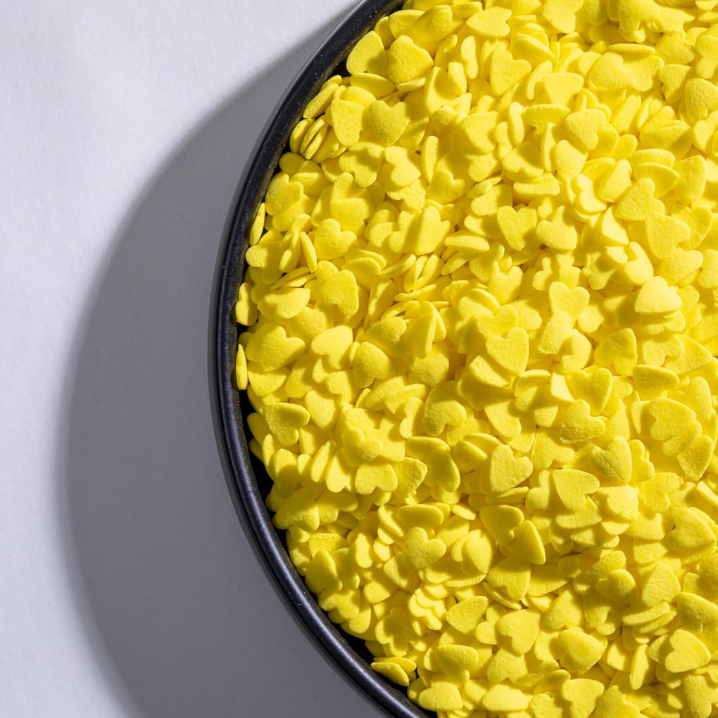 NIPEOR Red Heart Shapes Sprinkles for Wedding Cake Decorating - 3.53 oz - Yellow Heart