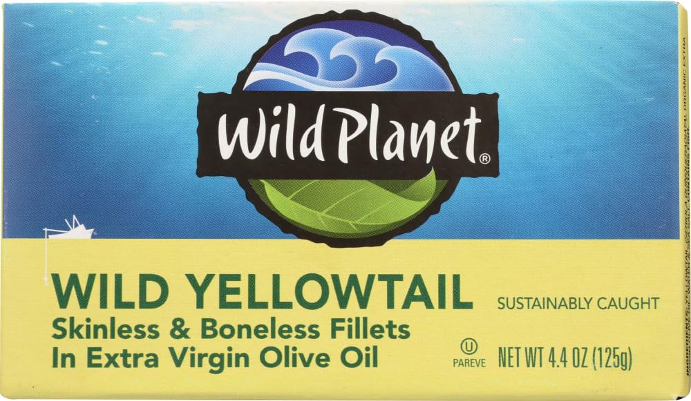 Wild Planet Skinless Boneless Yellow Tail Fillets In Extra Virgin Olive Oil, 4oz (Pack Of 12)