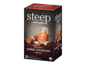 Steep Organic Sweet Cinnamon Black Tea 20 Count Box (1 Box), Certified Organic, Gluten-Free, Kosher Tea In Foil-Wrapped Bags