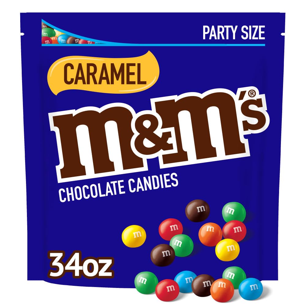 M&M'S Caramel Milk Chocolate Candy Bulk Pack, Party Size, 34 Oz Bag
