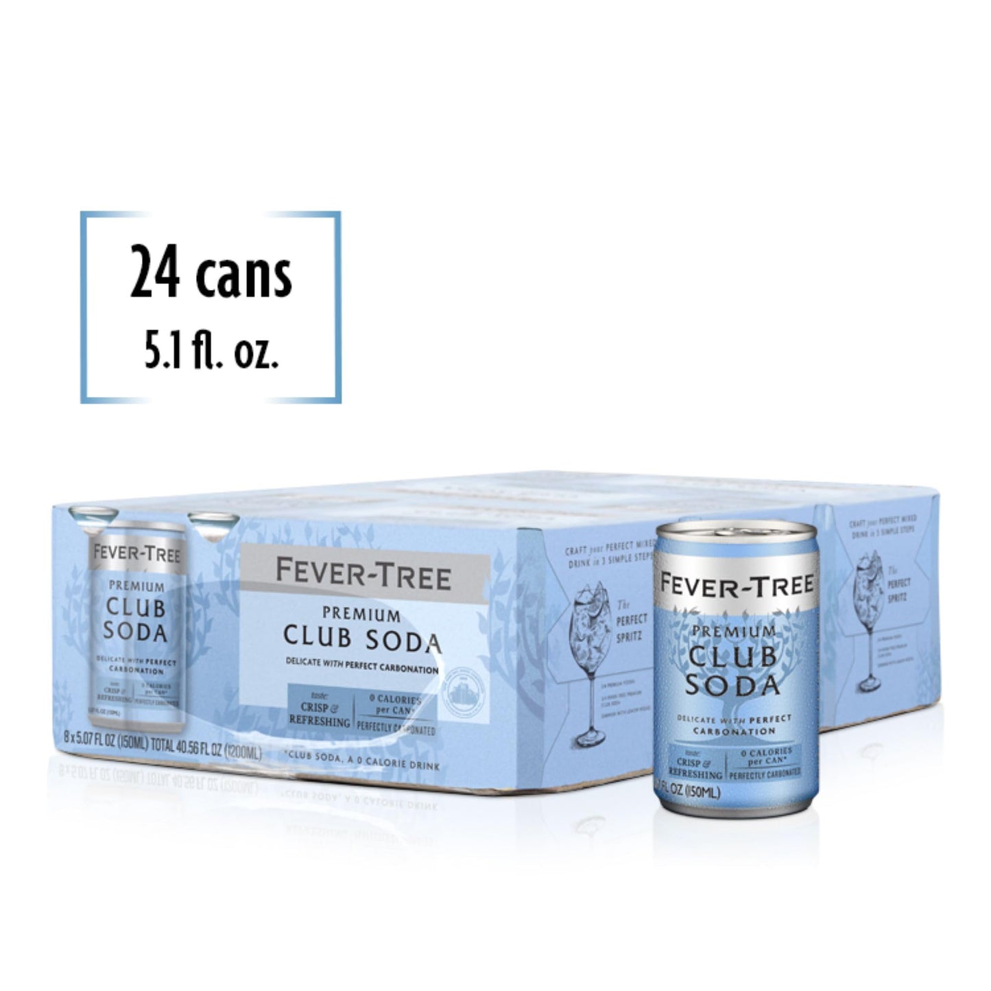Fever Tree Club Soda Club Soda - Premium Quality Delicate With Perfect Carbonation - Refreshing Beverage For Cocktails & Mocktails. Naturally Sourced Ingredients, No Artificial Sweeteners Or Colors - 5.07 Fl Oz (Pack Of 24)(Packaging May Vary)