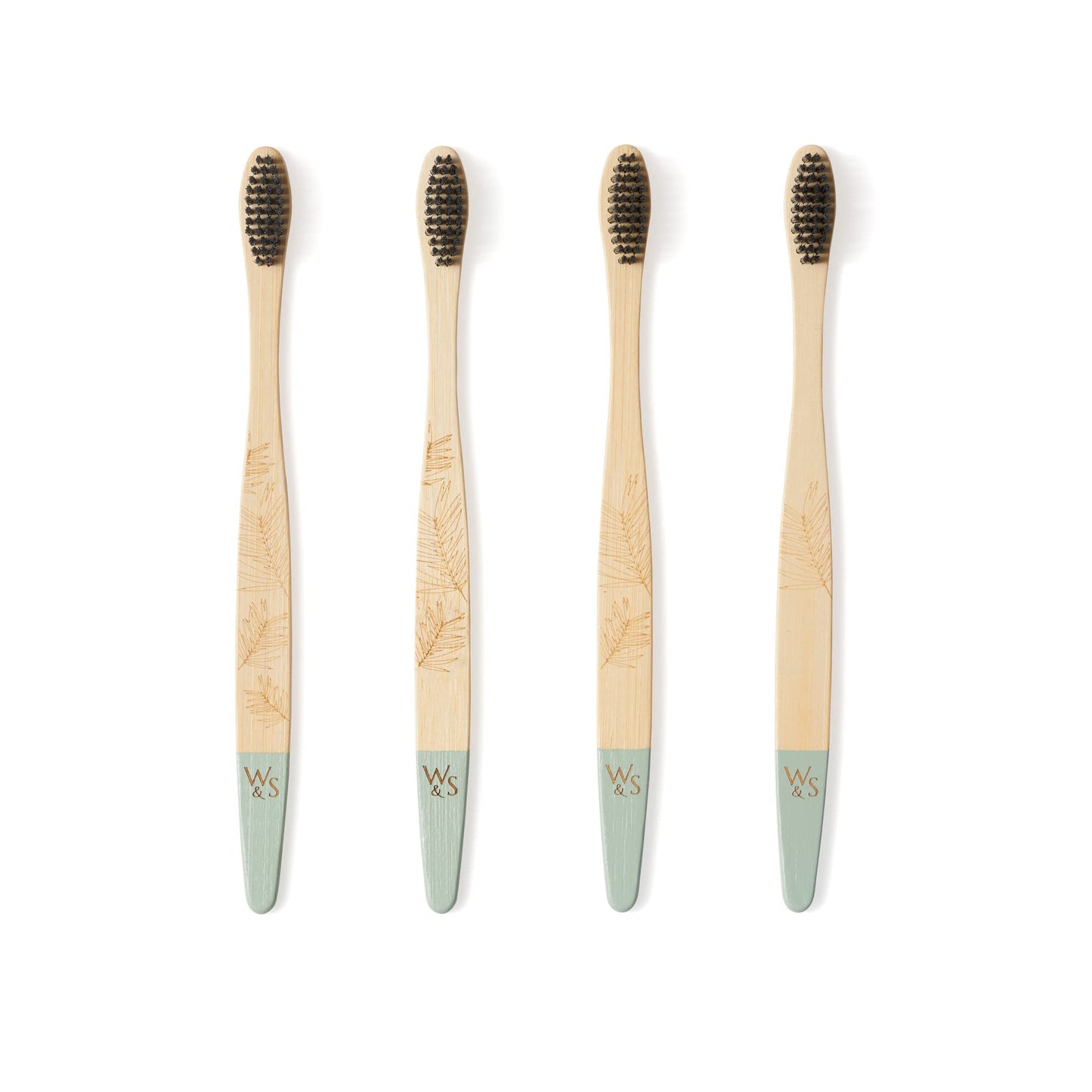 Wild & Stone | Medium Bristle Organic Bamboo Toothbrush | Four Handle Patterns | Medium Fibre Bristles | 100% Biodegradable Hand