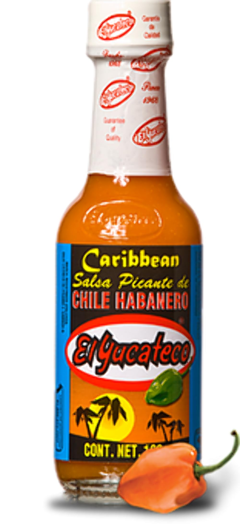 El Yucateco Caribbean Habanero Hot Sauce, 4Oz Bottle