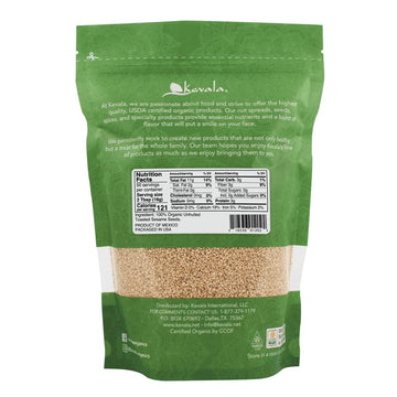 Kevala Organic Toasted Sesame Seeds, 2 Pound, Unhulled