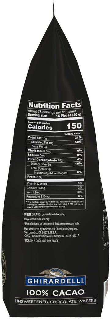 Ghirardelli Unsweetened Wafers, 5 lb Bag, Dark Brown, Includes Stamped Barista Spoon