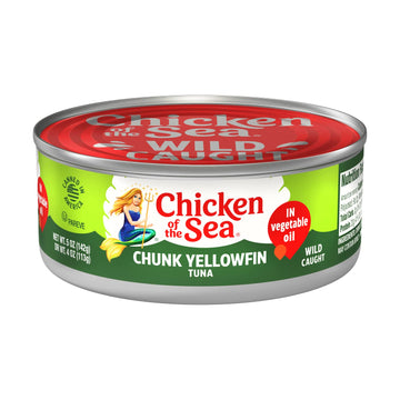 Chicken Of The Sea Chunk Yellowfin Tuna In Vegetable Oil, 5 Ounce Cans (Pack Of 12), Wild Caught Canned Tuna