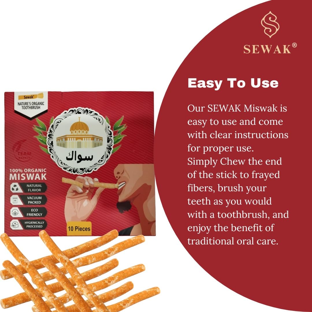 Sewak Miswak Sticks For Teeth Natural Toothbrush | ????? | Siwak Organic Wooden Tooth Brush Oral Teeth Whitener | Vacuum Sealed