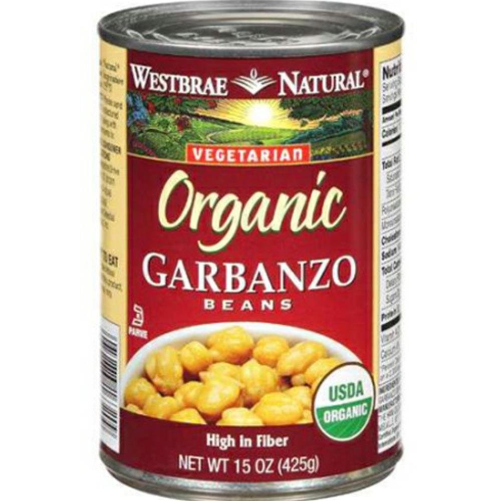 Westbrae Natural Organic Garbanzo Beans, No Salt Added, 15 Oz (Pack of 12)