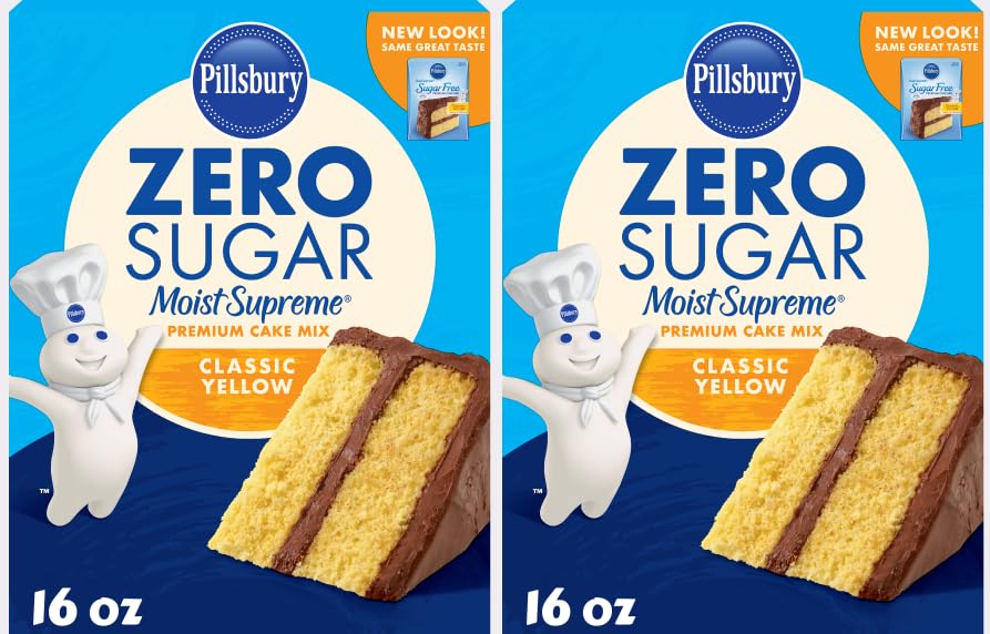 Pack Of 2 ZERO SUGAR CAKE MIX YELLOW 16 OZ