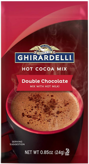 Ghirardelli Double Chocolate Hot Cocoa Mix, 0.85 Oz Packets (Pack Of 25)