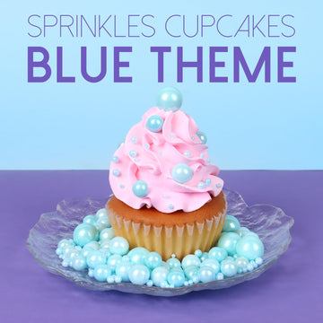 Blue Sprinkles For Cake Decorating 3.5 Ounces, Edible Sugar Pearls Mixing Sizes For Cupcake Topper, Cookies, Ice Cream Toppings
