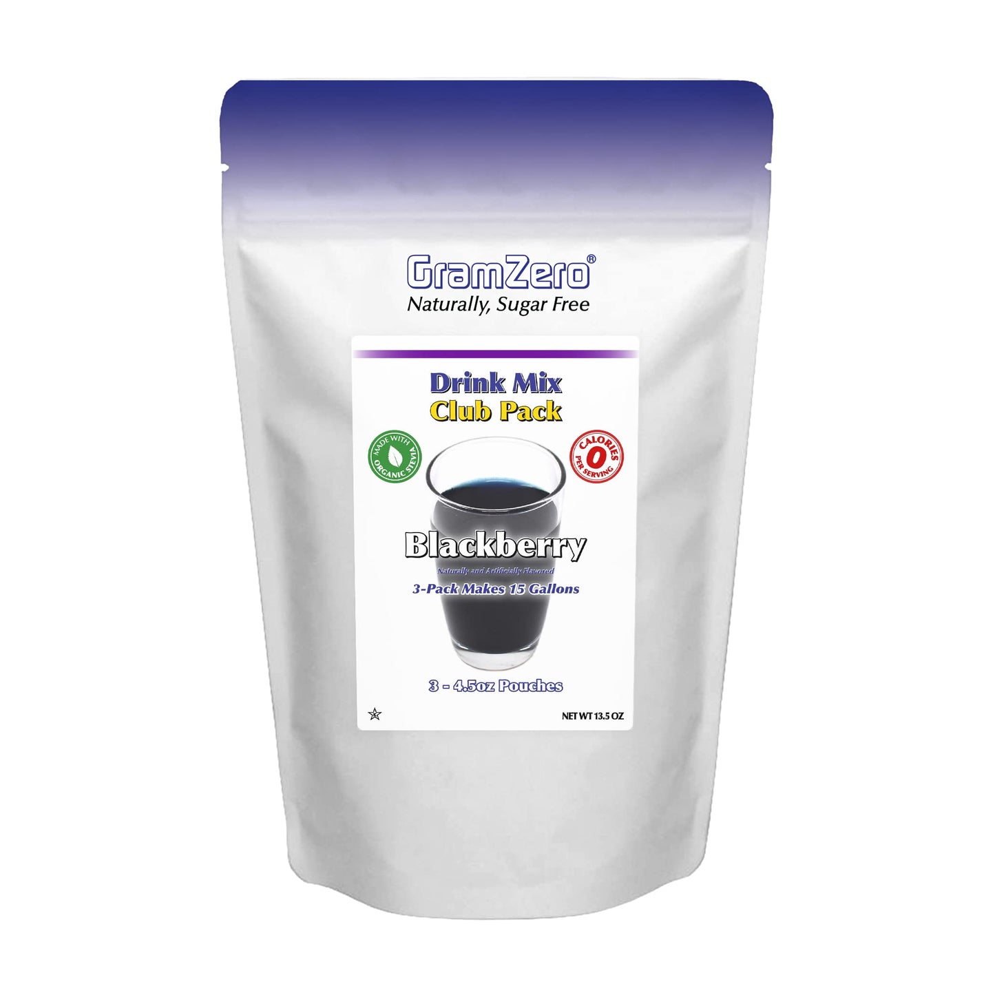 Gramzero Blackberry Zero Calorie Sugar Free Drink Mix, Great For Nutrition Club Loaded Tea, Stevia Sweetened
