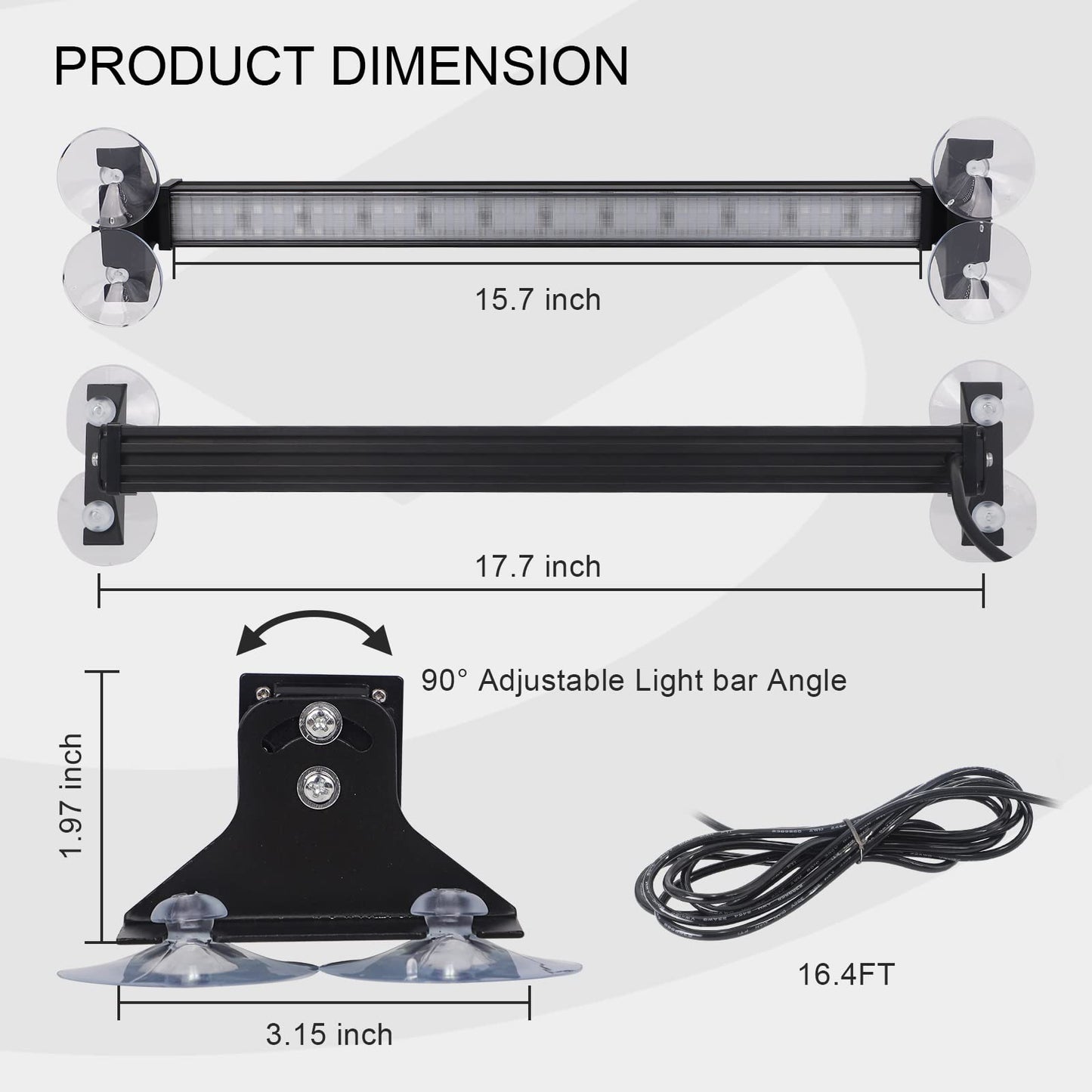 XRIDONSEN 2 in 1 Emergency Strobe Traffic Advisor Light Bar 144 LED Warning Hazard Safety Interior Windshield Dash Lights Deck S