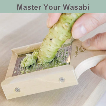 TIKUSAN Japanese Wooden Wasabi Grater (Wasabi Oroshi) for Wasabi, Ginger and Garlic with Bamboo Brush Made in Japan