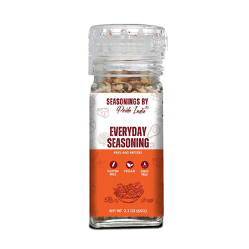 Pride Of India Everyday Seasoning 2.3 Oz (65 Gm) W/ Convenient Grinder Cap Tangy Spicy All Purpose Mixes |Himalayan Pink Salt Ga