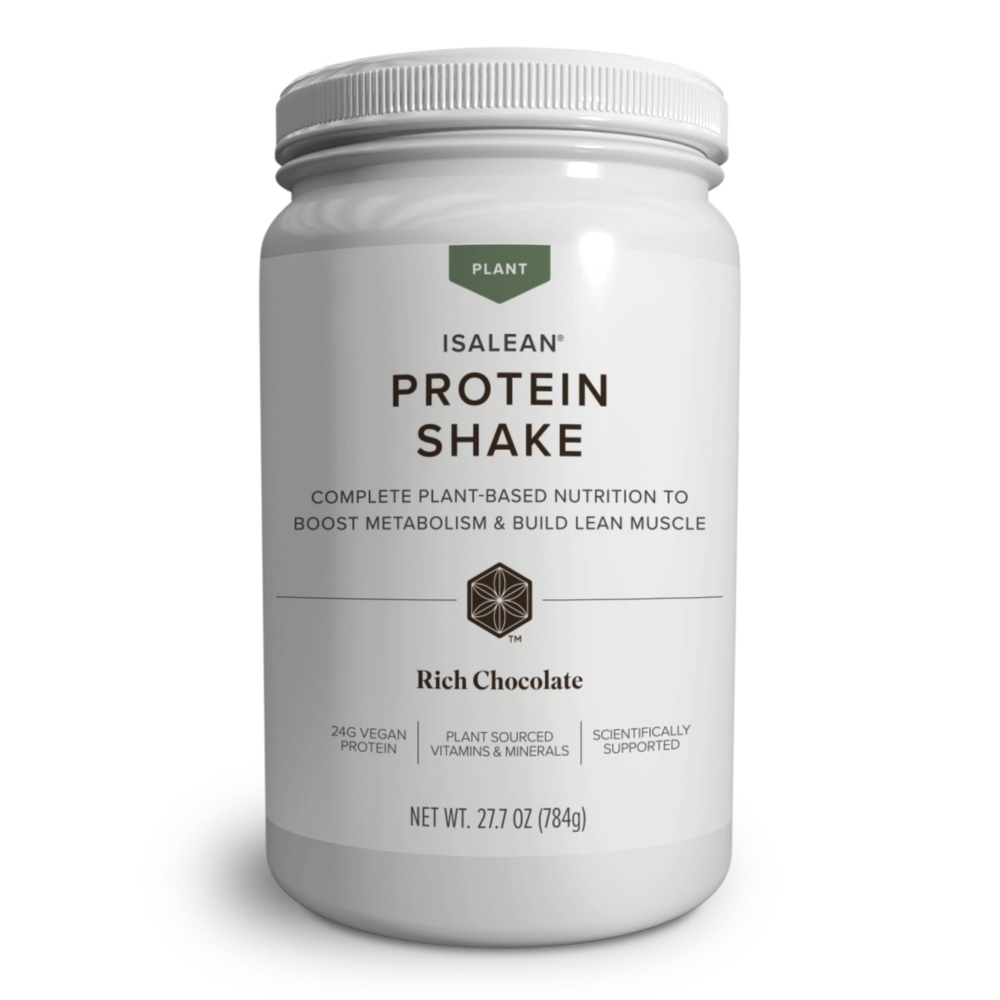 Isagenix Plant-Based Protein Shake, Vegan Meal Replacement, 27.7 oz, 14 Servings, Rich Chocolate