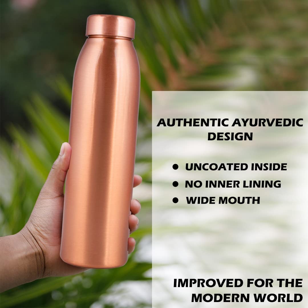 Norman Jr, Plain Copper Water Bottle 1 Ltr Extra Large - An Ayurvedic Pure Premium Copper Vessel- Drink More Water, Lower Your S