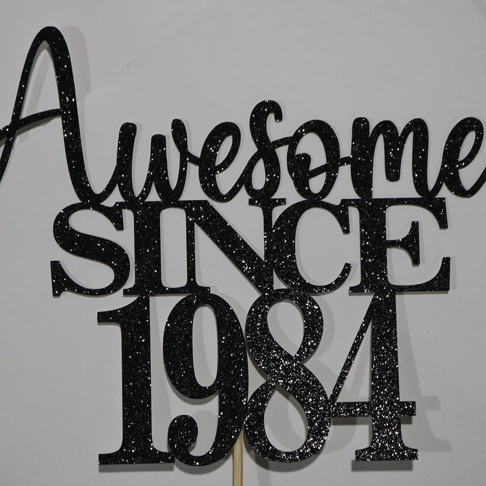 40Th Awesome Since 1984 Cake Topper Cheers To 40 Years Birthday Cake Pick 40 Fabulous Cake Decoration For Happy 40Th Birthday An