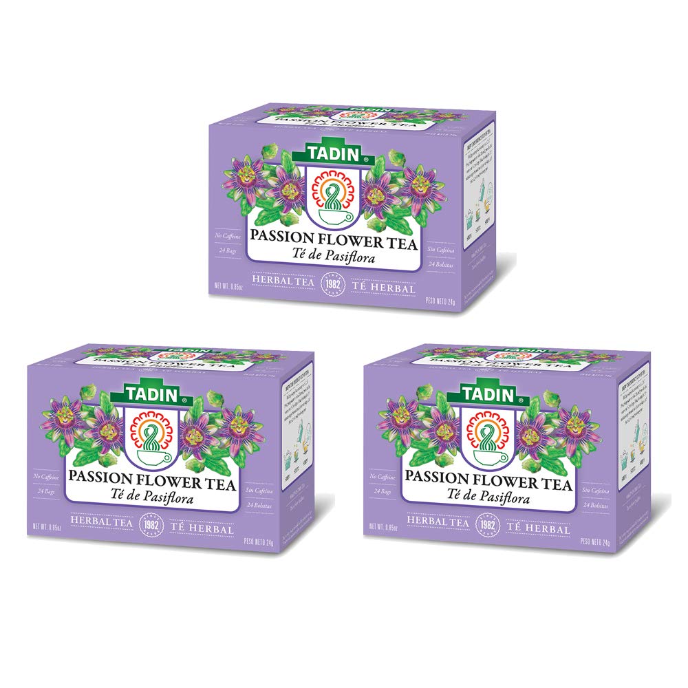 3 Pack Tadin Tea, Pasiflora - Passion Flower Tea, 72 Tea Bags - Relax Mind Muscle Pasiflora