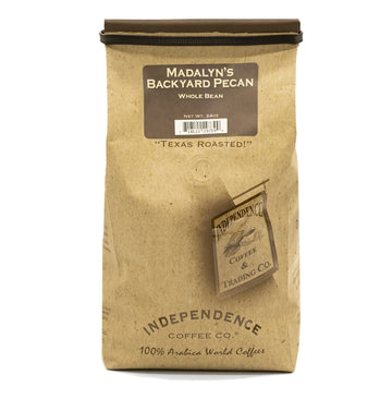 Independence Coffee Co. Madalyn'S Backyard Pecan Flavored Mellow Body, Light Roast Whole Bean Coffee, 24 Ounce Bag (Packaging May Vary)