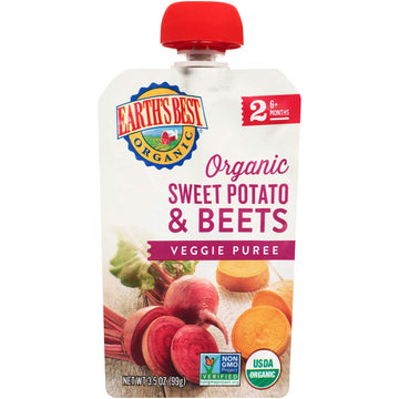 Earths Best Organic Baby Food Stage 2 Sweet Potatoes & Beets 3.5 Oz Pouch