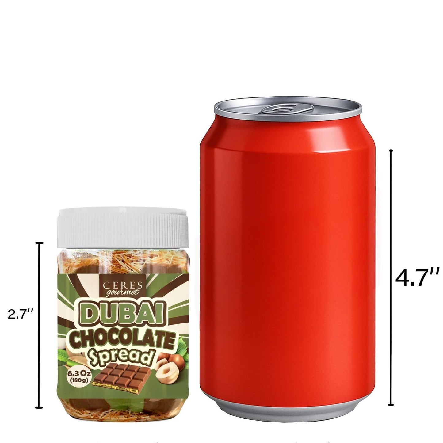 Dubai Chocolate Spread - 6.35 oz Jar with Pistachio Kataifi & Gourmet Dubai Chocolate Filling for Pancakes Breakfast Snacks and Desserts