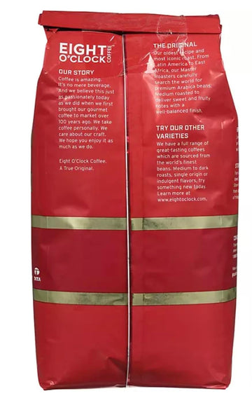 Eight O'Clocks Medium Roast Whole Bean Coffee, 40 Oz