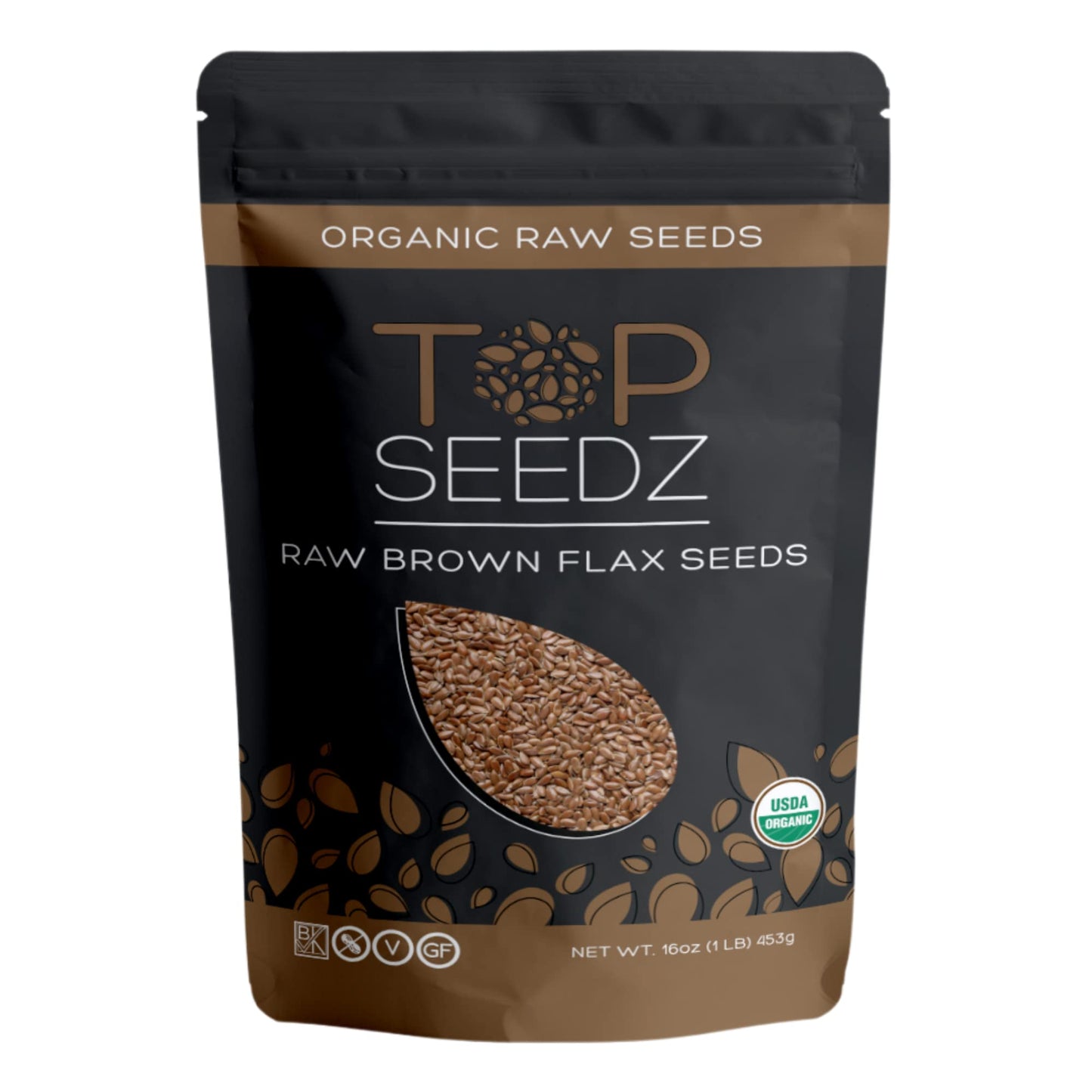 Top Seedz Certified Usda Organic Raw Brown Flax Seeds | Premium Fresh And Unsalted, Shell-Free Flax Seeds | Gluten-Free, Nut-Fre